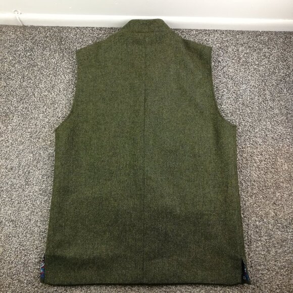 Joseph Turner Yorkshire Gilet Waistcoat Moon Tweed Wool Green Sz 46 - Picture 7 of 10